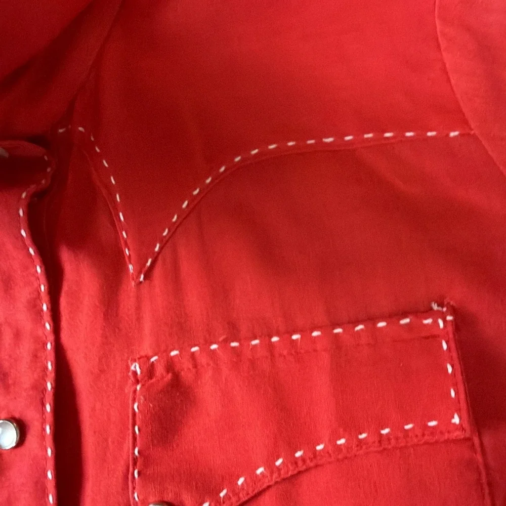 Vintage Pearl Snap Shirt Rockmount Ranch Wear Measure unisex small RED - Picture 7 of 16